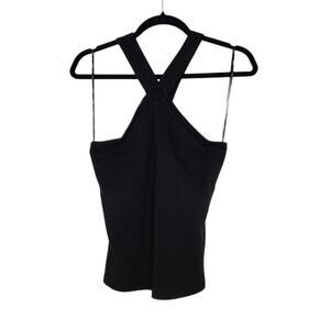 NWT y2k DKNY Tank Top Halter Cross Back Black Goth Emo Going Out Shirt